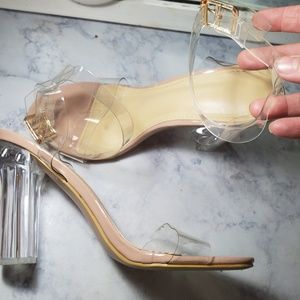 Nude clear heels
